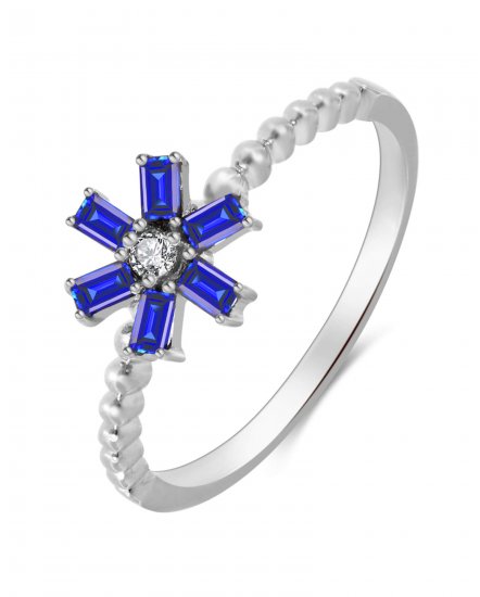 BAGUETTE COLORED STONE DIAMOND RING (TR3373)