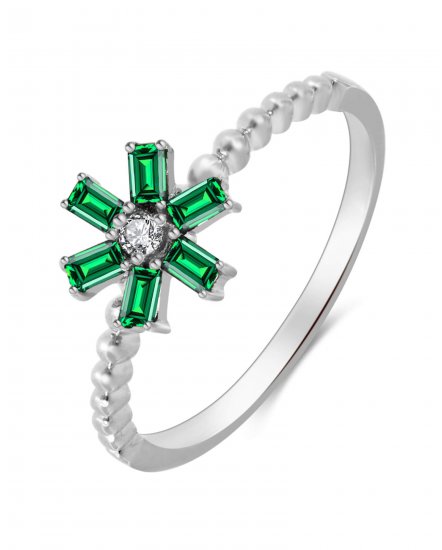 BAGUETTE COLORED STONE DIAMOND RING (TR3373)