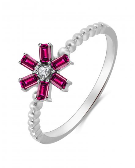 BAGUETTE COLORED STONE DIAMOND RING (TR3373)