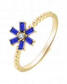 BAGUETTE COLORED STONE DIAMOND RING (TR3373)