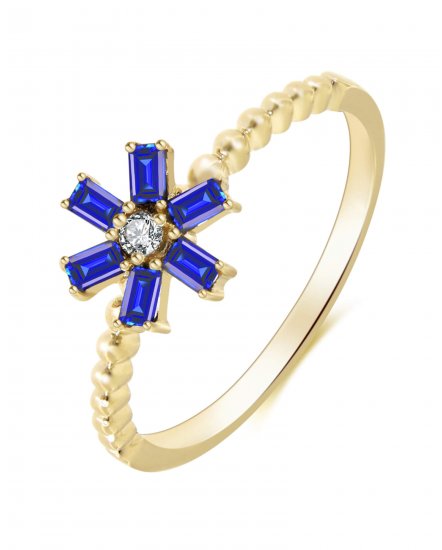 BAGUETTE COLORED STONE DIAMOND RING (TR3373)