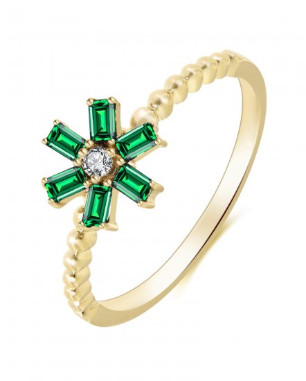 BAGUETTE COLORED STONE DIAMOND RING (TR3373)