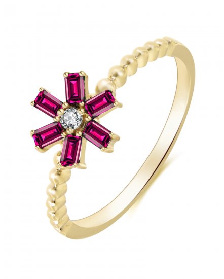 BAGUETTE COLORED STONE DIAMOND RING (TR3373)