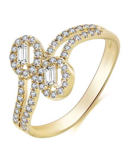 OVAL STYLE BAGUETTE DIAMOND BYPASS RING (TR3377)