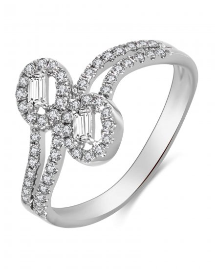 OVAL STYLE BAGUETTE DIAMOND BYPASS RING (TR3377)