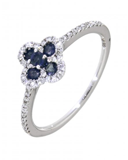 CLOVER STYLE COLORED STONE DIAMOND RING (TR3403)