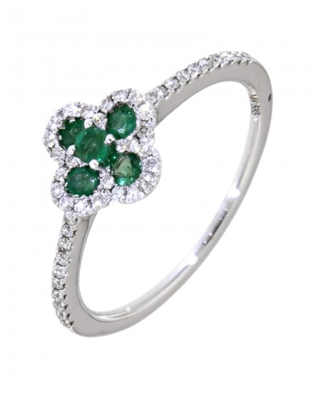 CLOVER STYLE COLORED STONE DIAMOND RING (TR3403)