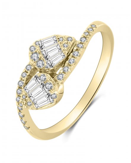 PEAR STYLE BAGUETTE DIAMOND BYPASS RING (TR3455)