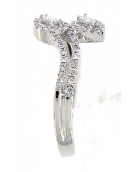 PEAR STYLE BAGUETTE DIAMOND BYPASS RING (TR3456)