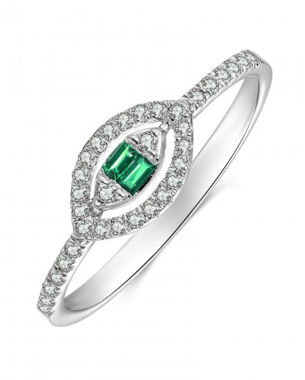 MARQUISE STYLE BAGUETTE COLORED STONE DIAMOND RING (TR3460)