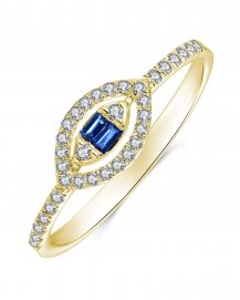 MARQUISE STYLE BAGUETTE COLORED STONE DIAMOND RING (TR3460)