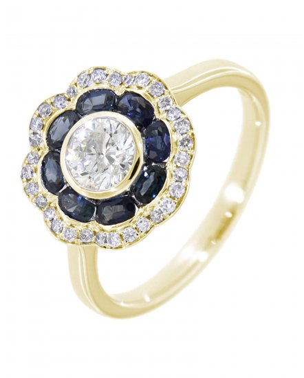 FLORAL STYLE SAPPHIRE DIAMOND RING (TR3482)
