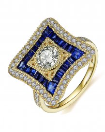 BAGUETTE SAPPHIRE DIAMOND RING (TR3493)