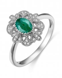 OVAL COLORED STONE DIAMOND RING (TR3494)