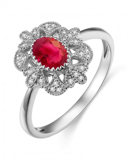 OVAL COLORED STONE DIAMOND RING (TR3494)