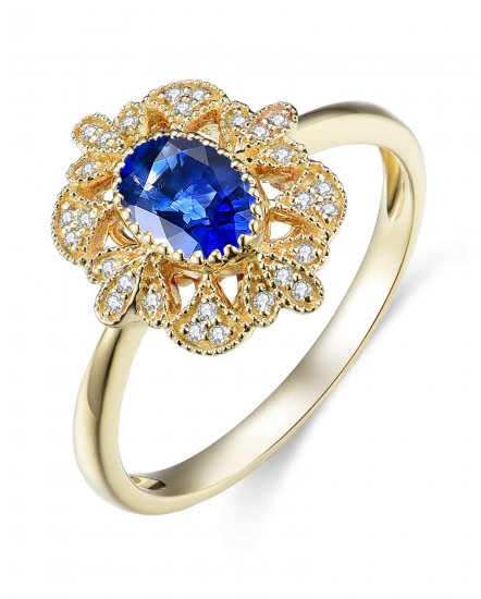 OVAL COLORED STONE DIAMOND RING (TR3494)