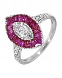 MARQUISE STYLE RUBY DIAMOND RING (TR3546)