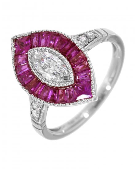 MARQUISE STYLE RUBY DIAMOND RING (TR3546)