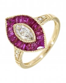 MARQUISE STYLE RUBY DIAMOND RING (TR3546)