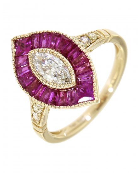 MARQUISE STYLE RUBY DIAMOND RING (TR3546)