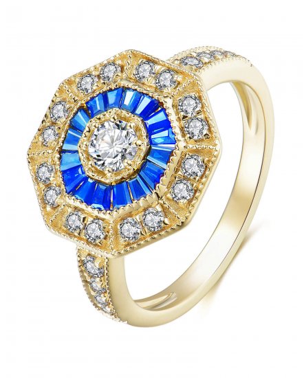 OCTAGON STYLE SAPPHIRE DIAMOND RING (TR3547)