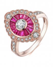 MARQUISE STYLE RUBY DIAMOND RING (TR3551)