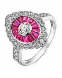 MARQUISE STYLE RUBY DIAMOND RING (TR3551)