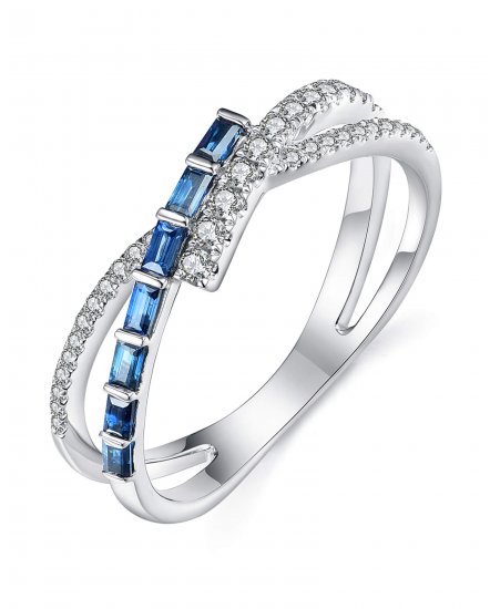 CRISS CROSS STYLE SAPPHIRE DIAMOND BAND (TR3591)
