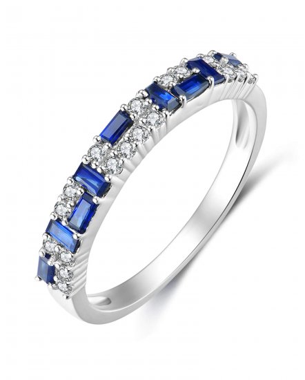 BAGUETTE SAPPHIRE DIAMOND BAND (TR3606)