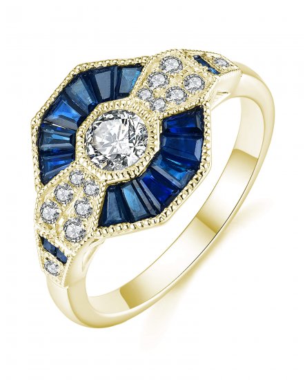 HEXAGON STYLE SAPPHIRE DIAMOND RING (TR3680)