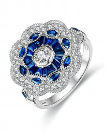 BAGUETTE SAPPHIRE DIAMOND RING (TR3731)