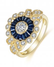 BAGUETTE SAPPHIRE DIAMOND RING (TR3762)