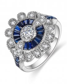 BAGUETTE SAPPHIRE DIAMOND RING (TR3766)