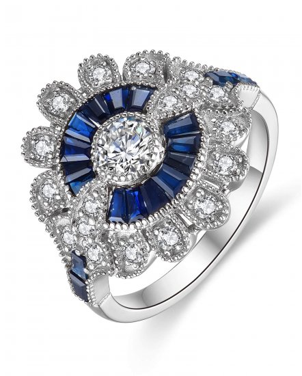 BAGUETTE SAPPHIRE DIAMOND RING (TR3766)