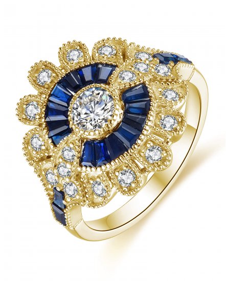 BAGUETTE SAPPHIRE DIAMOND RING (TR3766)