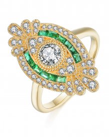 MARQUISE STYLE EMERALD DIAMOND RING (TR3773)