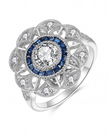 BAGUETTE SAPPHIRE DIAMOND RING (TR3779)