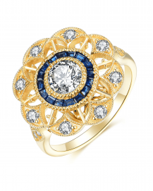 BAGUETTE SAPPHIRE DIAMOND RING (TR3779)