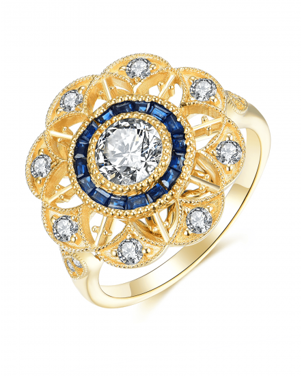 BAGUETTE SAPPHIRE DIAMOND RING (TR3779)