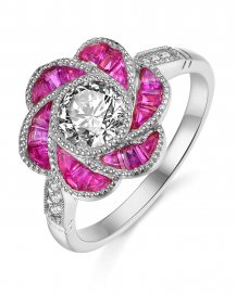 BAGUETTE RUBY DIAMOND RING (TR3782)