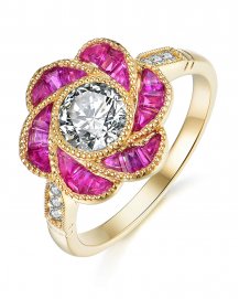 BAGUETTE RUBY DIAMOND RING (TR3782)