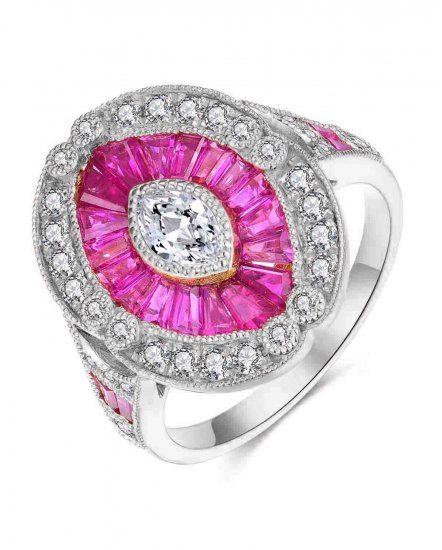 MARQUISE STYLE RUBY DIAMOND RING (TR3822)