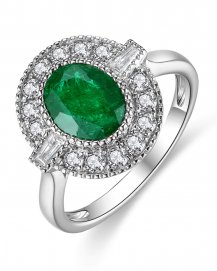 OVAL EMERALD DIAMOND RING (TR3831)