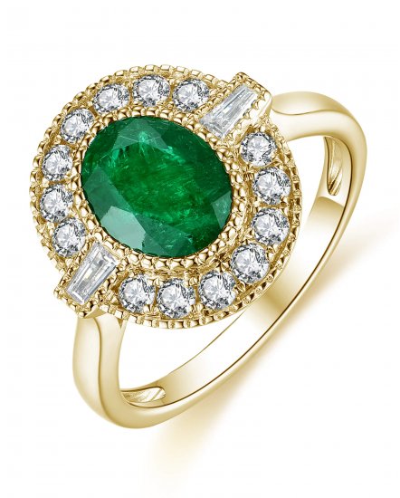 OVAL EMERALD DIAMOND RING (TR3831)