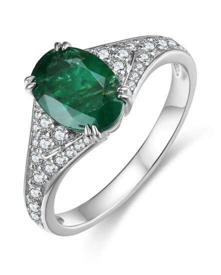 OVAL EMERALD DIAMOND RING (TR3840)