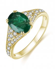 OVAL EMERALD DIAMOND RING (TR3840)