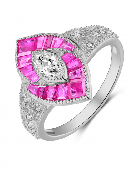 MARQUISE STYLE RUBY DIAMOND RING (TR3843)