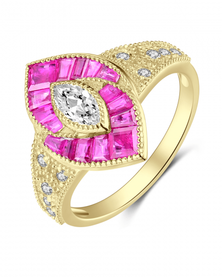 MARQUISE STYLE RUBY DIAMOND RING (TR3843)