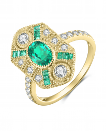 OVAL EMERALD DIAMOND RING (TR3875)