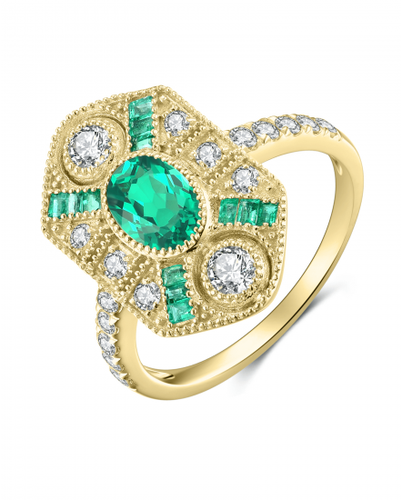 OVAL EMERALD DIAMOND RING (TR3875)